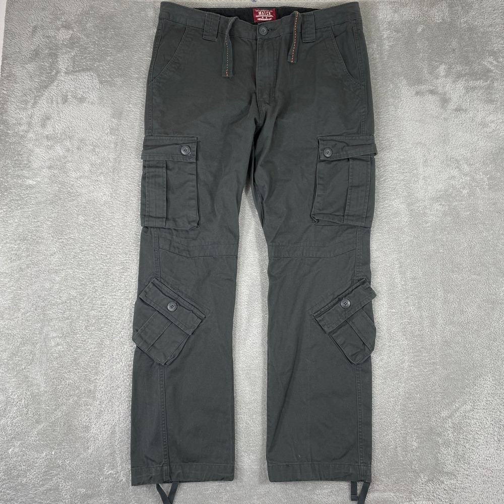 Matchstick Cargo Pants Mens 36x32 Gray Multi Pocket Tactical Utility Workwear